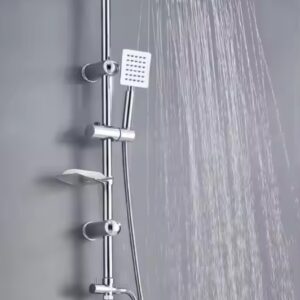 Chrome-Plated Single Handle Rain Shower set Column Faucet Polished Brass Bathroom Faucet Soft Massage Spray Patterns