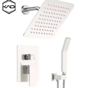 Factory Brushed Single Handle 2-Function Rainfall Shower System Brass Thermostatic Faucets Stainless Steel Modern Apartment