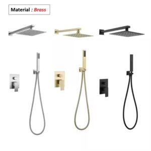 Modern Square Single Handle Bathroom Shower Set High-Precision Portable Rain Shower Head Ceramic Valve Brushed Soft Jet