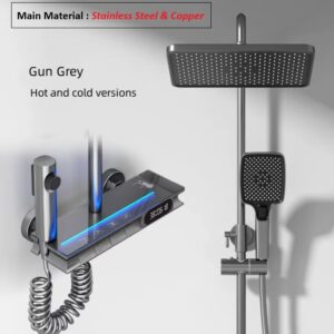 Luxury Bathroom Brass Rain Shower Set Wall Mounted Thermostatic Smart Digital Shower Set