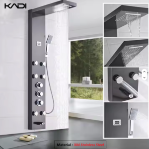 Stainless Steel Wall-Mounted Thermostatic Rain Shower Column Soft Spray Pattern for Apartments Hotels Villa